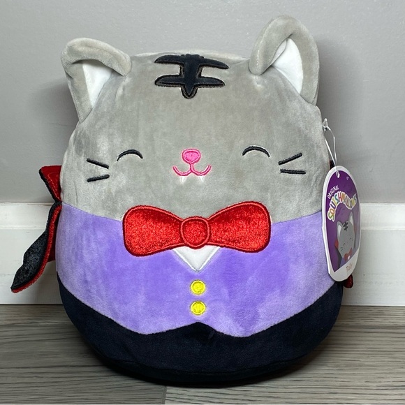 Squishmallow Tally Tabby Cat Dracula Vampire 2021 Halloween Plush 9” Kitty NWT - Picture 2 of 12